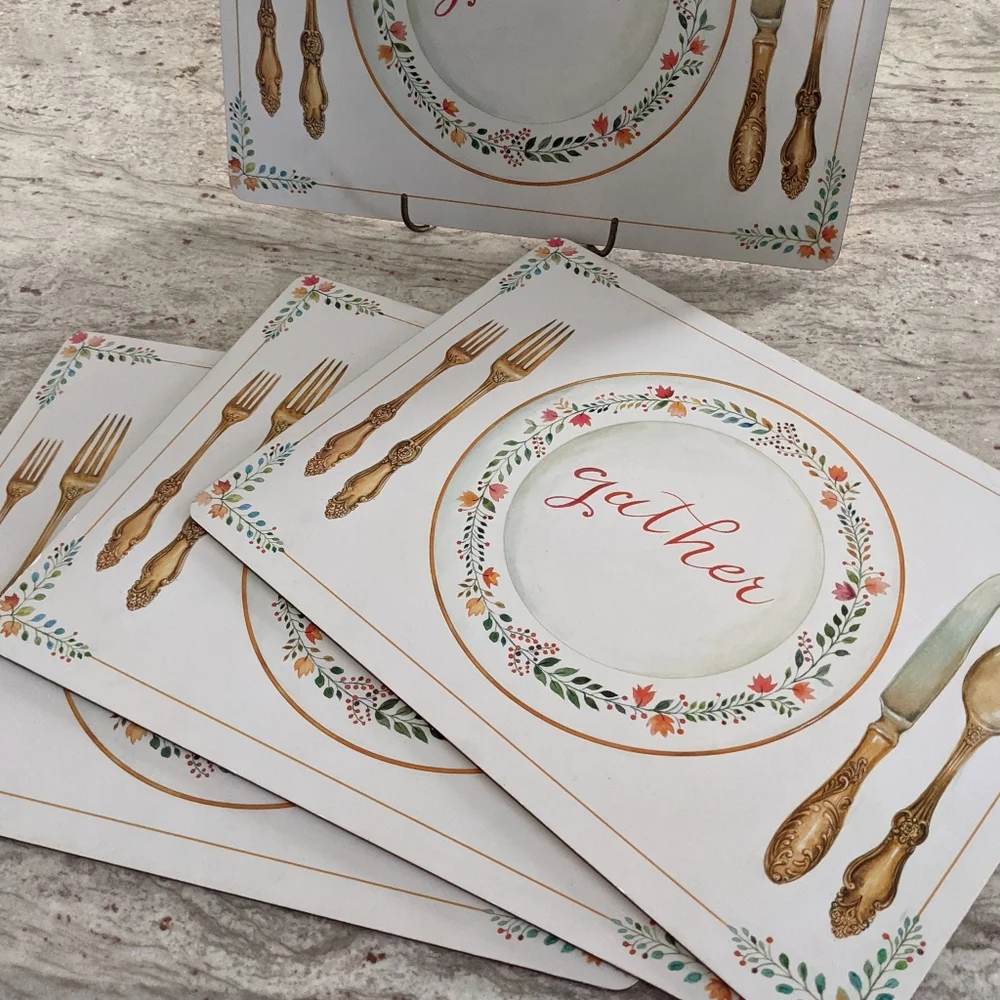 Benson Mills Cork Backed Placemats 4 Inc. Gather Plate & Utensils